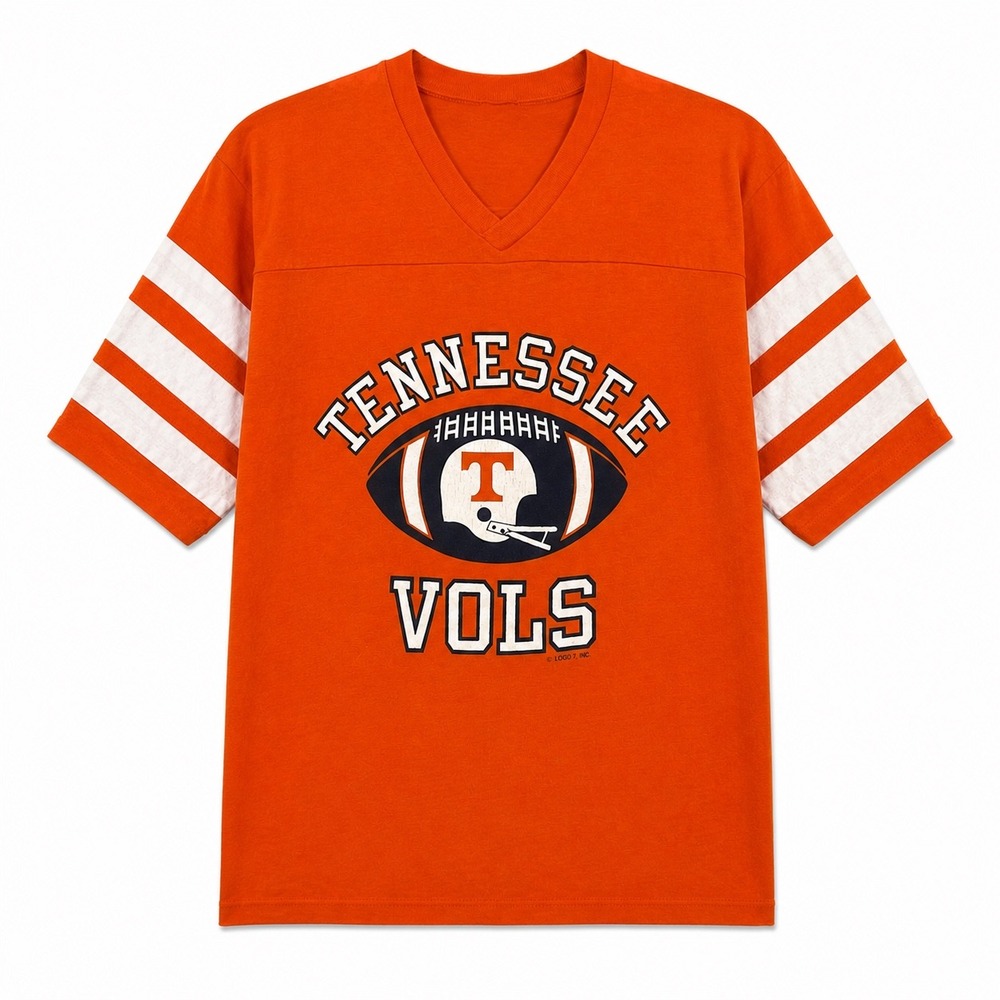 Vintage Tennessee Vols Logo 7 Football Tee Single Stitch Orange Large‎
